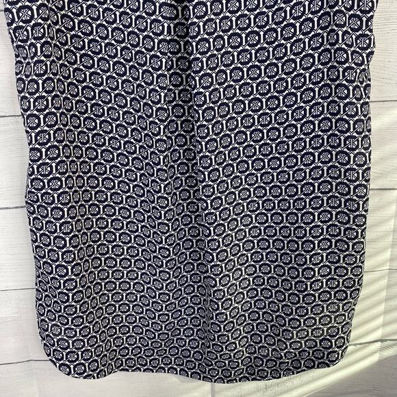 Harlowe & Graham Womens Sleeveless Geometric Blouse Top Blue White size Small - Picture 9 of 9